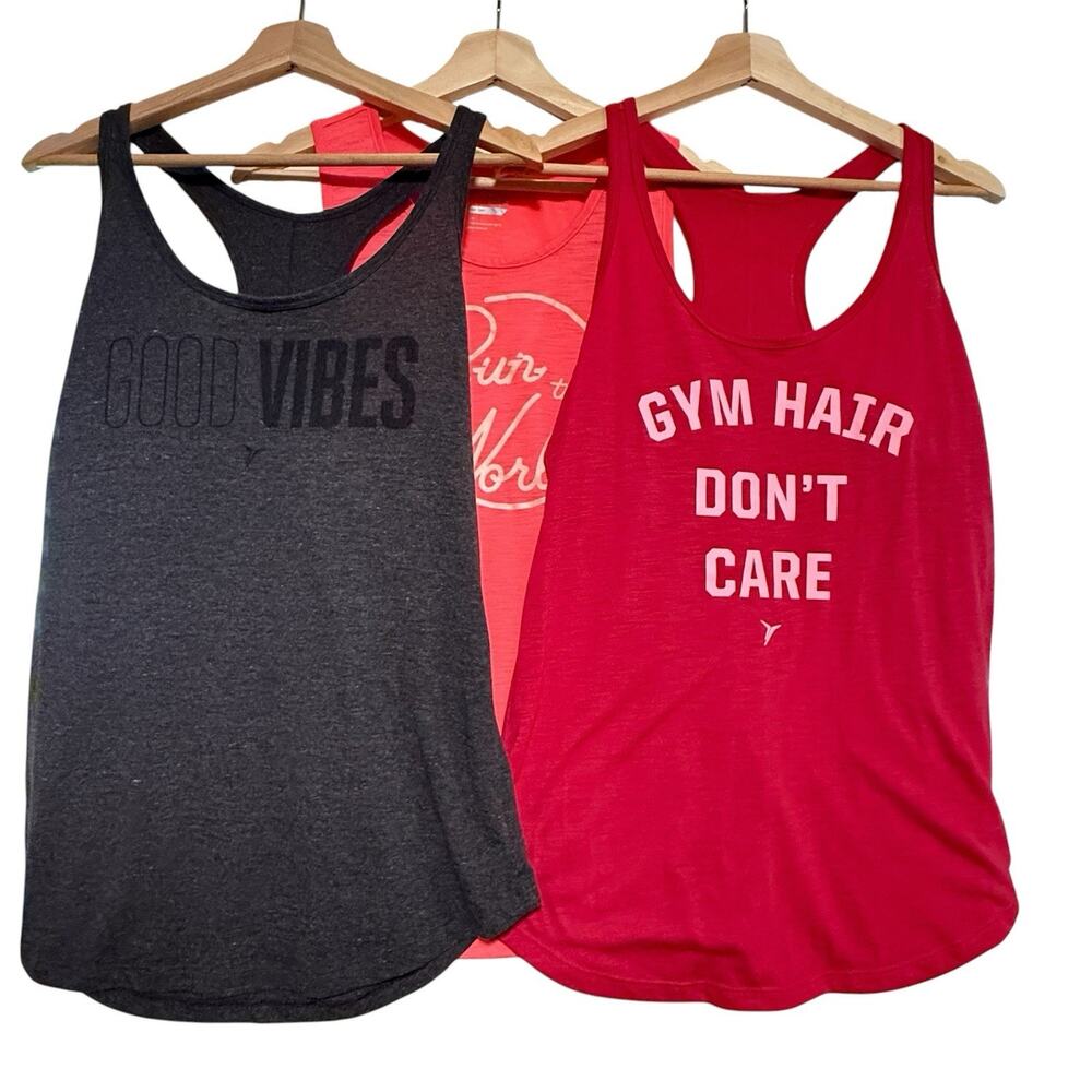 Lot (3) SIZE XL Old Navy Active Go Dry Racerback Tanks Womens Gym Pink Gray Yoga